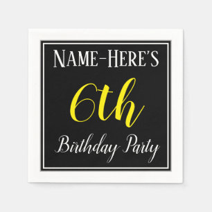 Serviettes Jetables Simple, 6e fête d'anniversaire avec nom personnali
