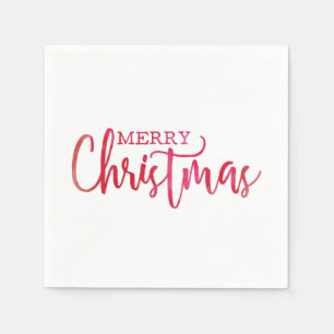 Serviettes Jetables Simple couleur rouge Joyeux script de Noël