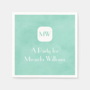 Serviettes Jetables Simple et Chic Monogramme Vert Menthe Avec Nom