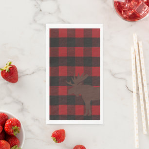 Serviettes Jetables Ski Lodge Moose Plaid Fête