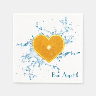 Serviettes Jetables Slice of Heart-Shaped Orange