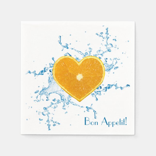 Serviettes Jetables Slice of Heart-Shaped Orange (Devant)