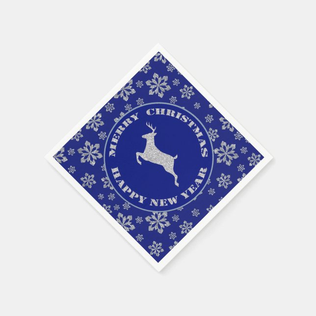 Serviettes Jetables Snowflake Reindeer Silver Blue (Coin)