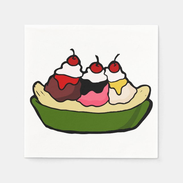 Serviettes Jetables Soin à la crème glacée sucrée à la Banana Split (Devant)