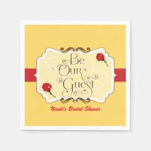 Serviettes Jetables Sois notre invitée Fête de Princesse Rose Jaune et