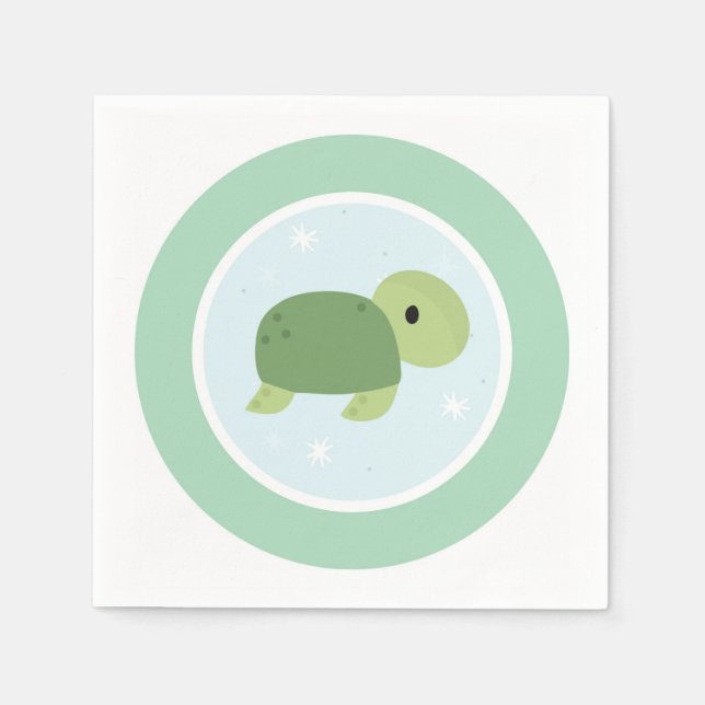 Serviettes Jetables Sous la mer Anniversaire de la tortue (Devant)