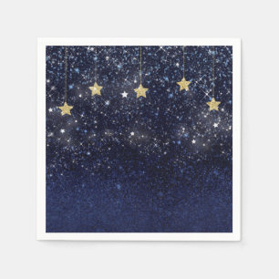 Serviettes Jetables Sous les étoiles Starry Night Gold Blue Prom Party