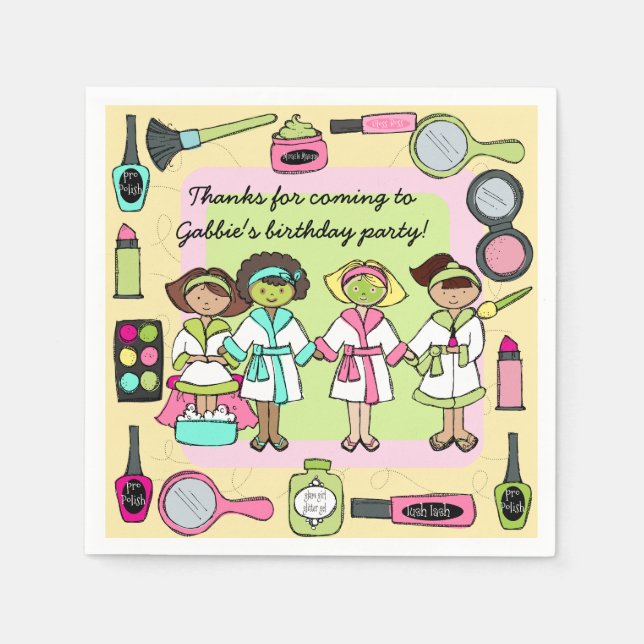 Serviettes Jetables Spa Filles Jour Anniversaire Papier serviettes (Devant)