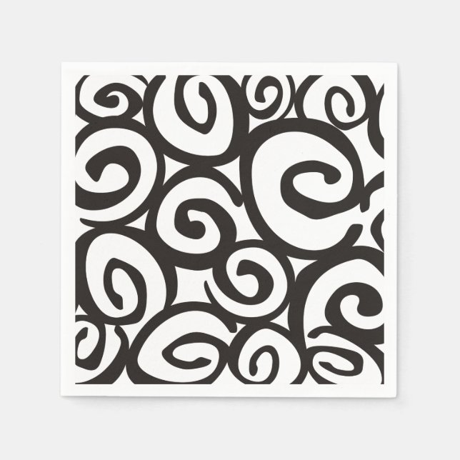 Serviettes Jetables Spirales Motif noir & blanc + vos idées (Devant)
