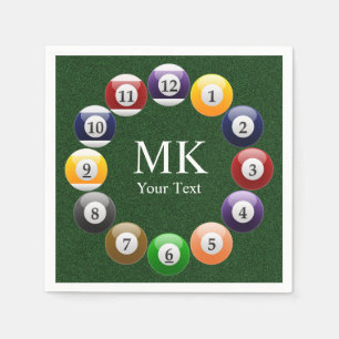 Serviettes Jetables Sports colorés brillants de billard de piscine de