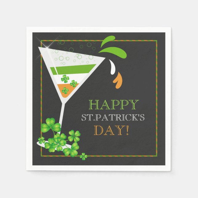 Serviettes Jetables St. Patricks Day Shamrock Cocktail Papier-Cocktail (Devant)