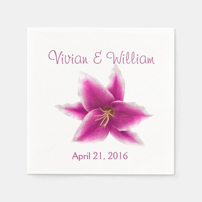Serviettes Jetables Stargazer Lily Mariage personnalisé Napkin (Devant)