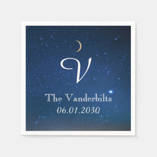 Serviettes Jetables Starry Night Monogram Mariage Napkin