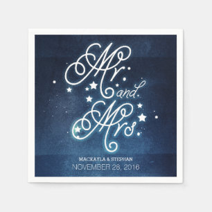 Serviettes Jetables Stars Navy Enchantait M. et Mme Mariage