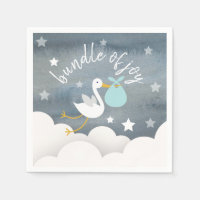 Stork Blue Bundle Stars Watercolor Baby shower