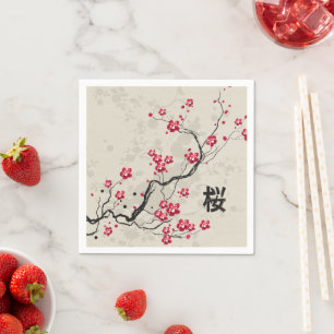 Serviettes Jetables Style oriental Sakura Cherry Blossom Art