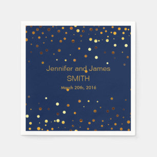 Serviettes Jetables STYLISH TABLE MARIAGE Blue Gold Parties scintillan
