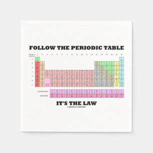 Serviettes Jetables Suivez le tableau périodique C'est la loi (chimie)