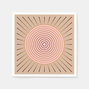 Serviettes Jetables Sunburst géométrique moderne - Peach et Tan