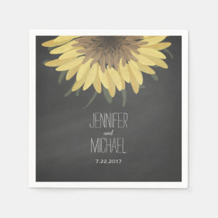 Serviettes Jetables Sunflower Chalkboard Russe Mariage