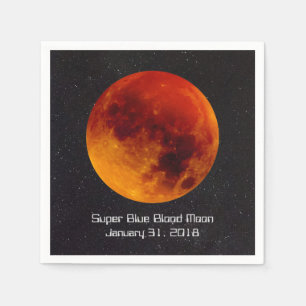 Serviettes Jetables Super Blue Blood Moon 2018