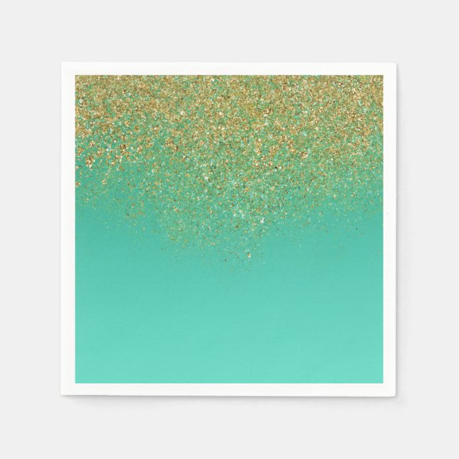 Serviettes Jetables Sweet 16 Gold Parties scintillant et fête d'annive (Devant)