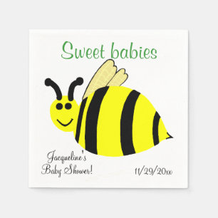 Serviettes Jetables Sweet Baby Jaune Bumble Bee Twins Baby shower