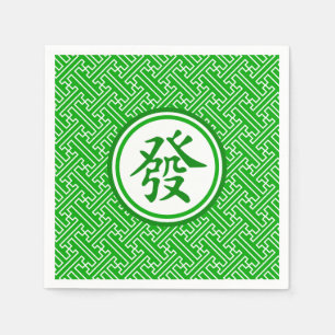 Serviettes Jetables Symbole Lucky Mahjong - Vert foncé