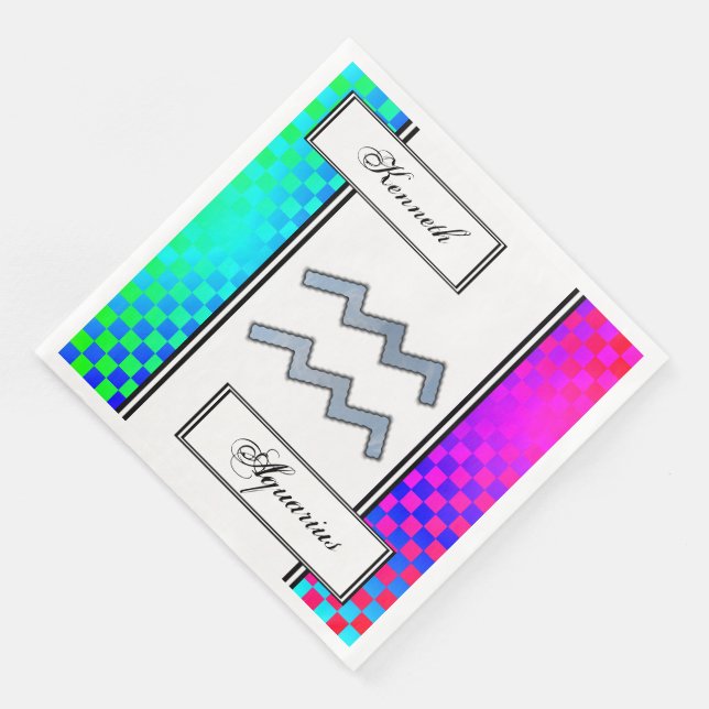 Serviettes Jetables Symbole Zodiaque Aquarius Élément par Kenneth Yonc (Coin)