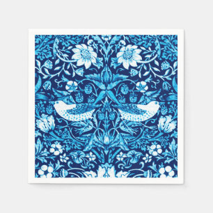 Serviettes Jetables Tapisserie Art Nouveau Oiseau et Fleur, Bleu foncé