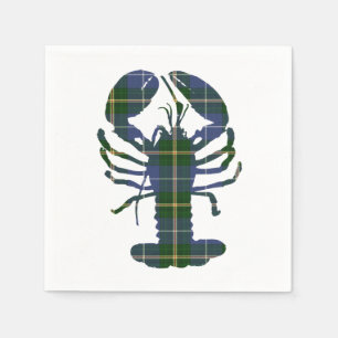 Serviettes Jetables Tartan de homard mignon Nautique serviettes en pap