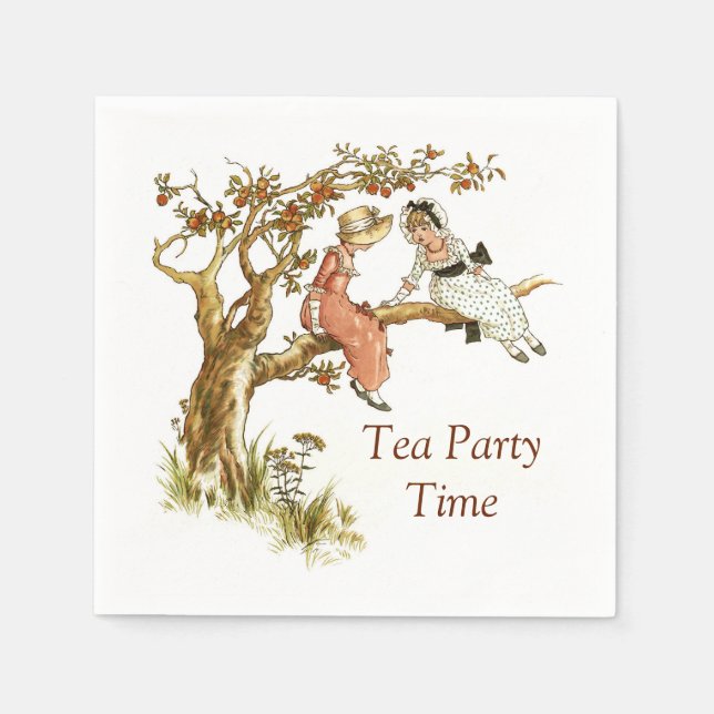 Serviettes Jetables Tea Party avec Kate Greenaway illustration (Devant)