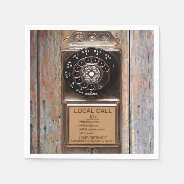 Serviettes Jetables Téléphone antique rotatif payant rude (Devant)