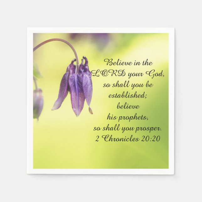 Serviettes Jetables Texte de la Bible 2 Chroniques 20:20 (Devant)