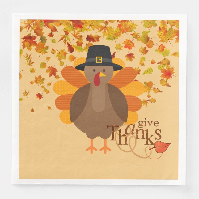 Serviettes Jetables Thanksgiving Turquie Papier Naples / Dîner standar (Devant)