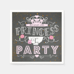 Serviettes Jetables THÉ DE PRINCESSE Fête sur tableau noir