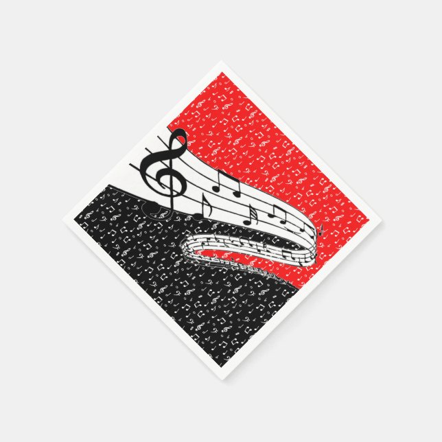 Serviettes Jetables Thème de musique rouge et noire (Coin)