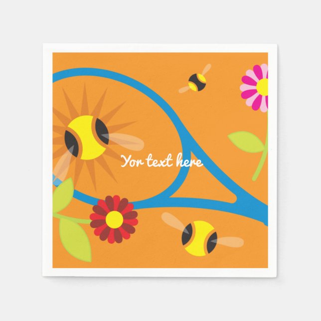 Serviettes Jetables Thème de tennis BBQ ou serviettes de fête annivers (Devant)