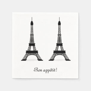 Serviettes Jetables Thème français noir Tours Eiffel Bon Appetit