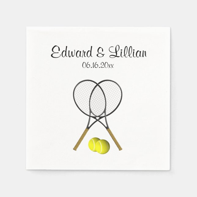 Serviettes Jetables Thème Mariage de tennis Personnalisé (Devant)