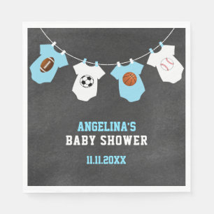 Serviettes Jetables Thème sportif Chalkboard Blue Boy Baby shower
