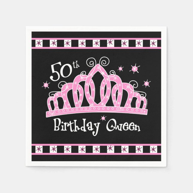 Serviettes Jetables Tiara 50e Anniversaire Reine (Devant)