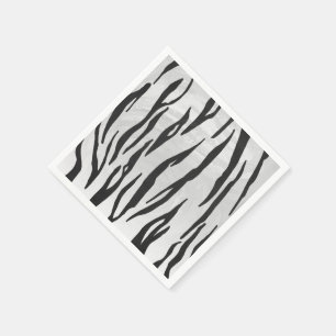 Serviettes Jetables Tiger noir et blanc