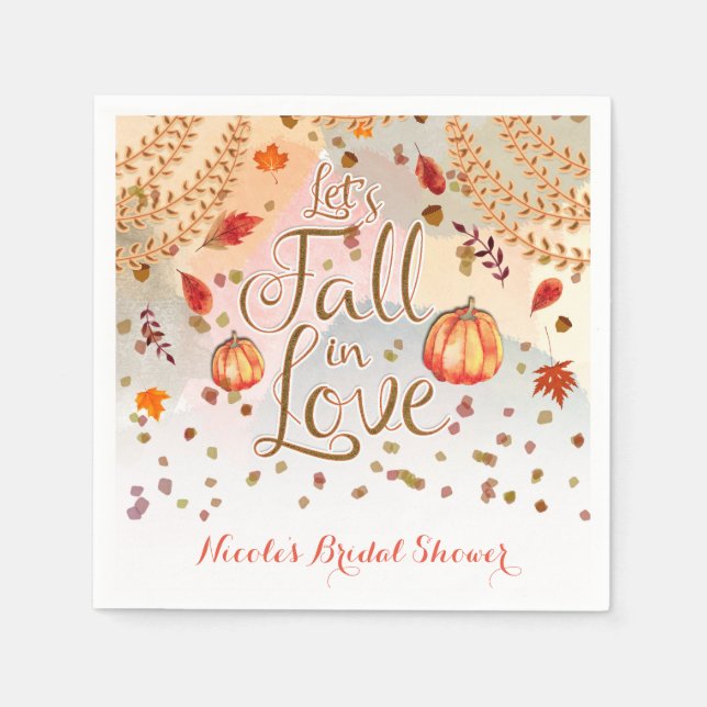 Serviettes Jetables Tombons dans l'amour Fête des mariées Feuilles d'a (Devant)