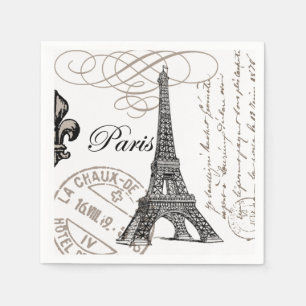 Serviettes Jetables Tour Eiffel vintage moderne
