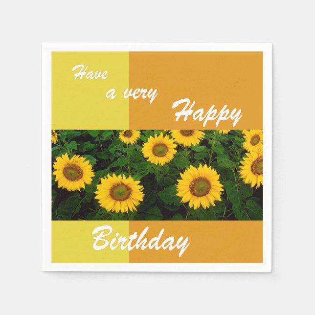 Serviettes Jetables Tournesol - Joyeux papier d'anniversaire Napkin (Devant)