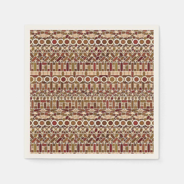 Serviettes Jetables Tribal Batik - brun et brun (Devant)