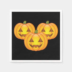 Serviettes Jetables Trois mignons Citrouilles d’Halloween Jack O’Lante