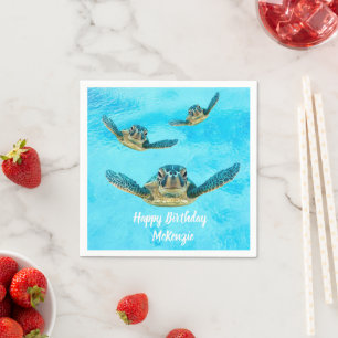 Serviettes Jetables Trois tortues marines nageant