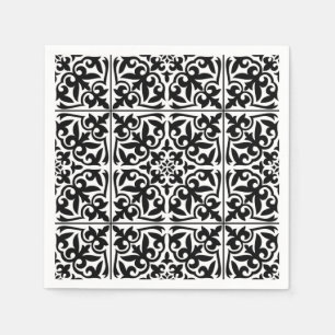 Serviettes Jetables Tuile marocaine - blanc avec l'arrière - plan noi